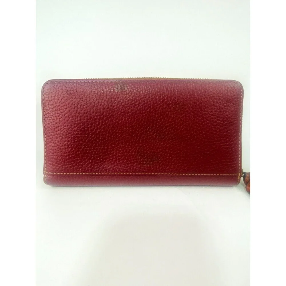 Dooney & Bourke Pebble Grain Large Zip Around Wallet Wristlet Burgundy Red